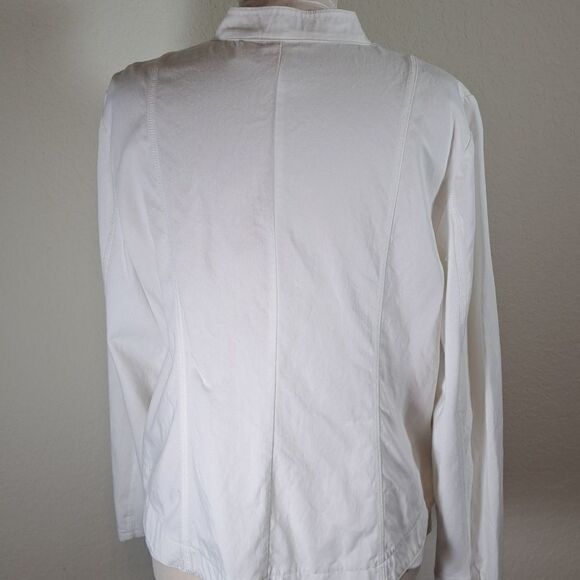 Zenergy by Chico’s Jacket Size Large Mandie Mixed Fabric Collarless Zipper Front - Picture 6 of 13